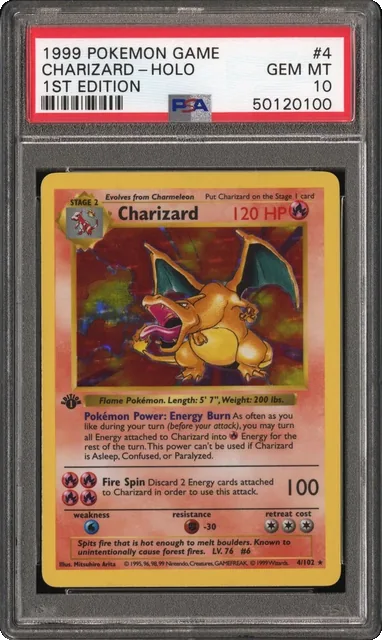 Pokemon Base Set 4/102 Charizard 1ST Edition Shadowless PSA 10